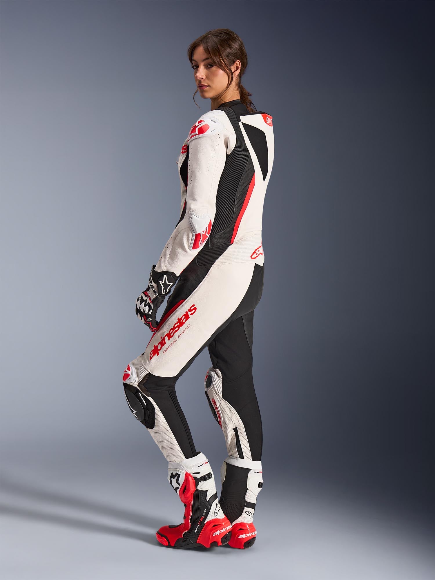 Alpinestars Stella GP-R7 Dames 1-delig motorfiets leren pak wit/zwart/rood 38 Figuur 4