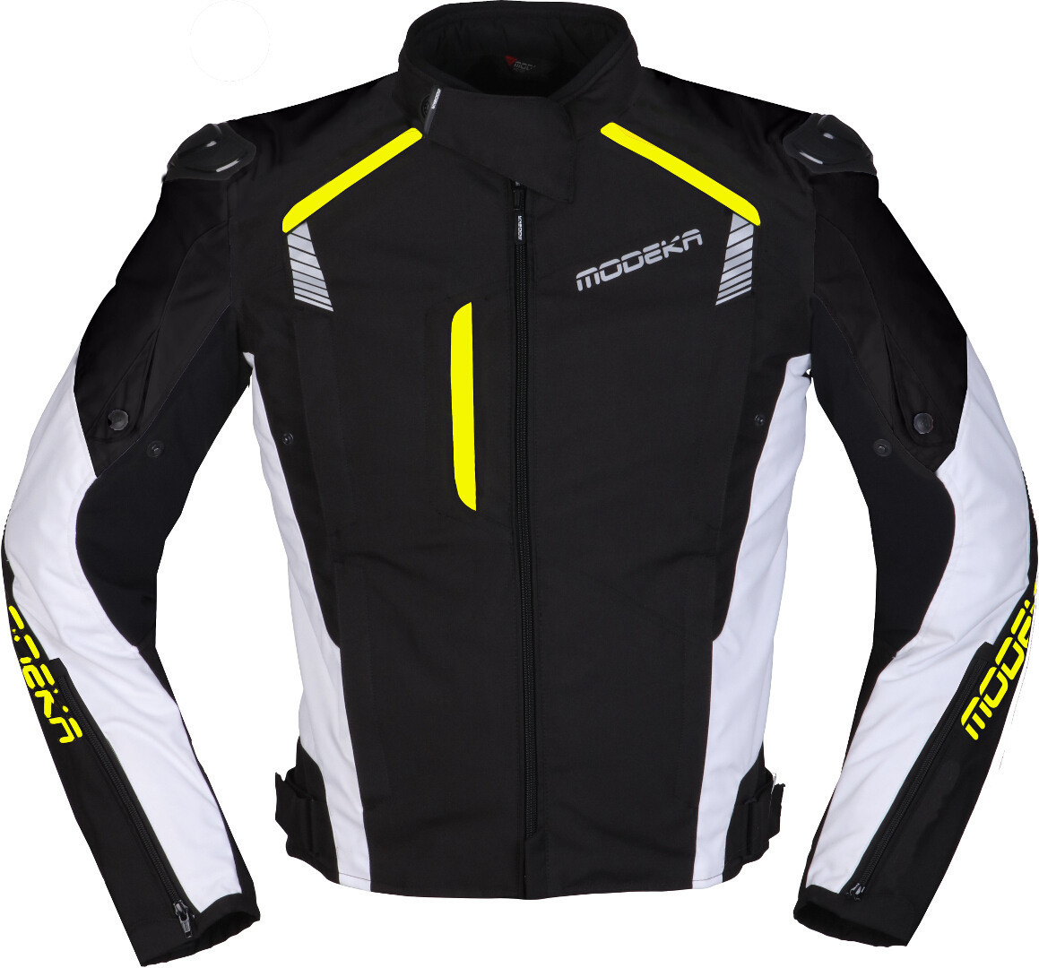 Modeka Lineos Motorcycle Textile Jacket black/white/yellow M Figure 1