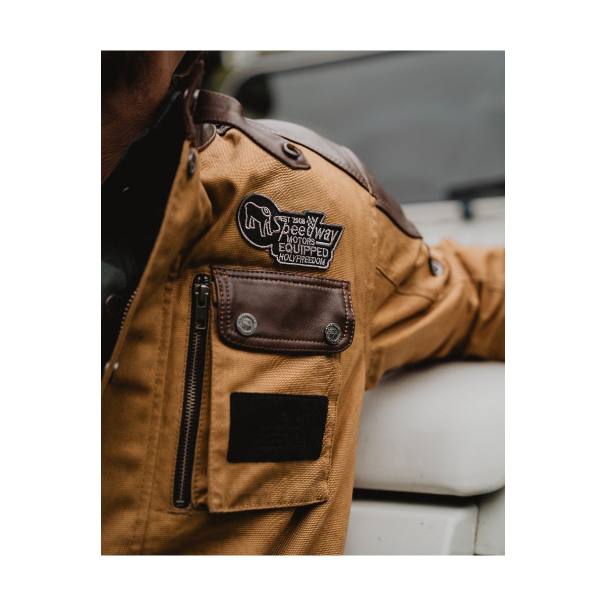 HolyFreedom Quattro Waxed Evo Motorrad Textiljacke hellbraun (camel) XL Abbildung 8