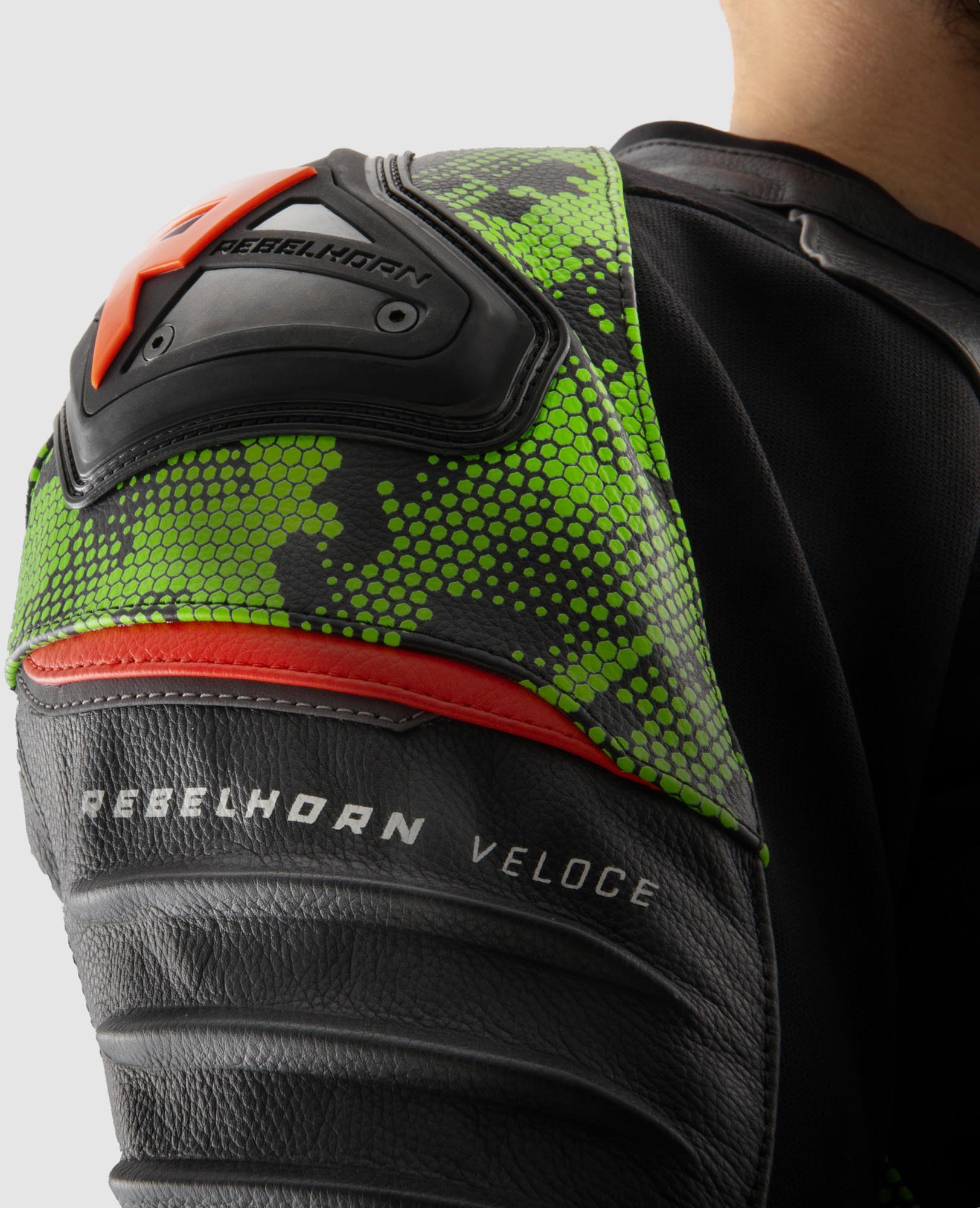 Rebelhorn Veloce Camo Motorcycle Leather Jacket black/green/red 56 Figure 15