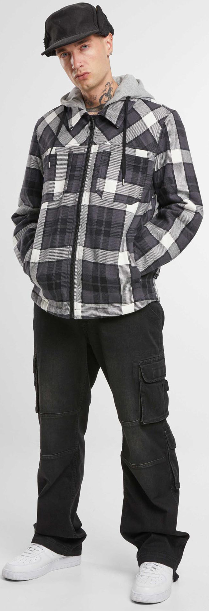 Brandit Top Heavy Twill Jacket black/white/grey S Figure 3