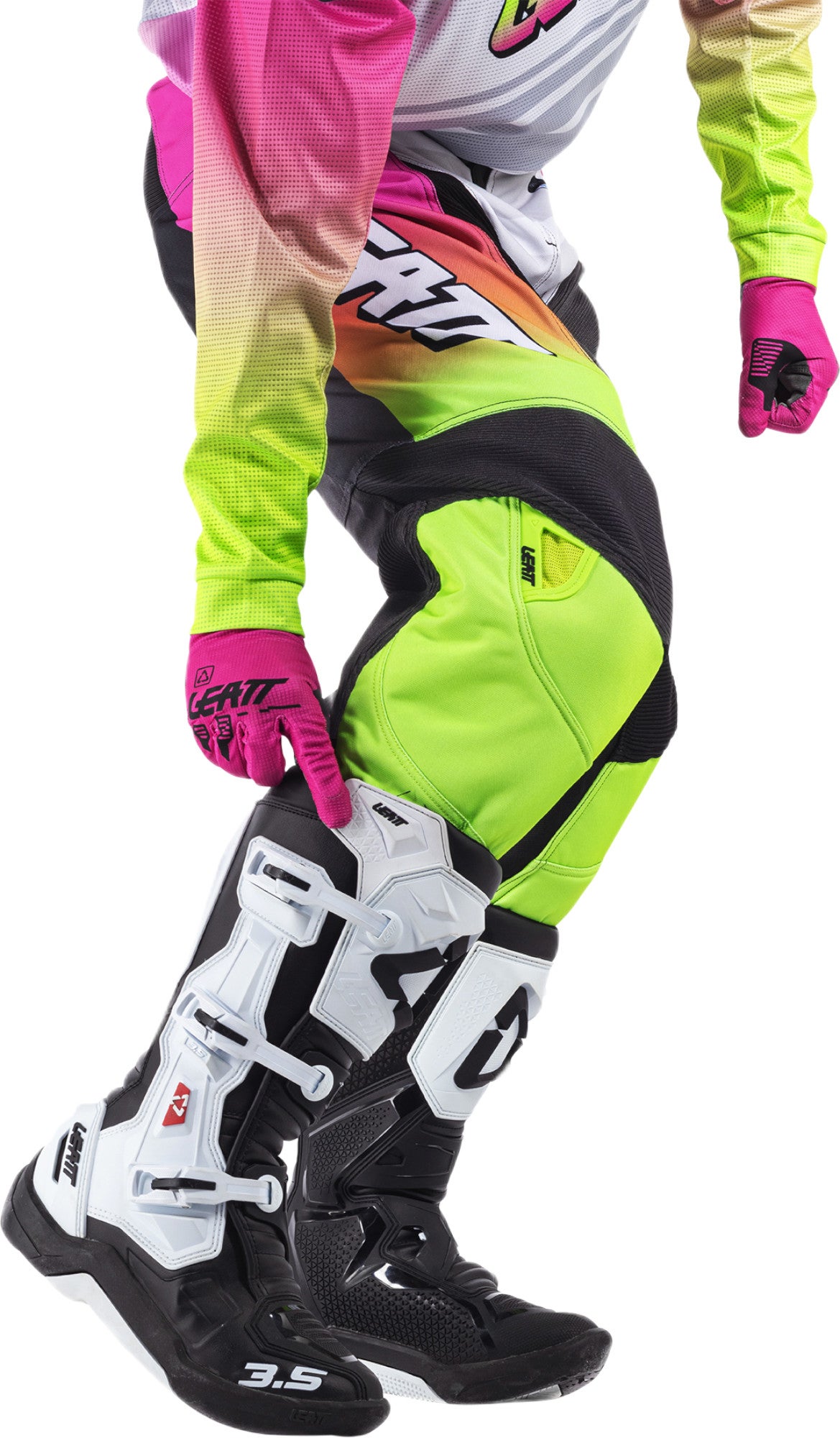 Leatt Moto Ride Kit 3.5 V26 Conjunto de camisa e calça de motocross branco/rosa/amarelo neon 2XL Figura 5