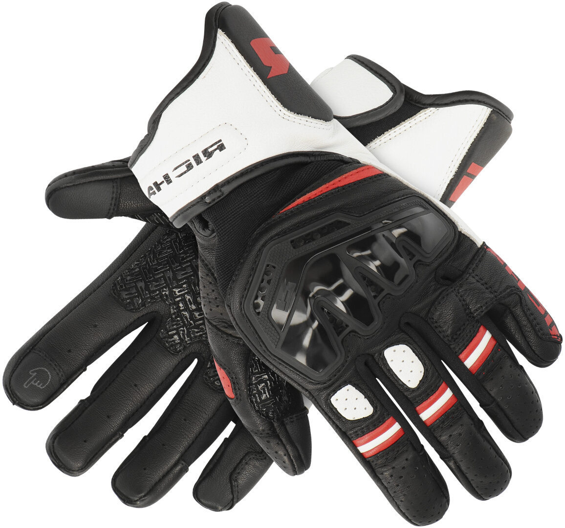Richa Stradale Stealth perforerade motorcykelhandskar svart/vit/rött 4XL Figur 3