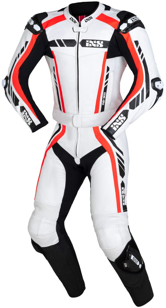 IXS Sport RS-800 1.0 Two Piece Motorcycle Leather Suit white/black/red 54 Figure 1