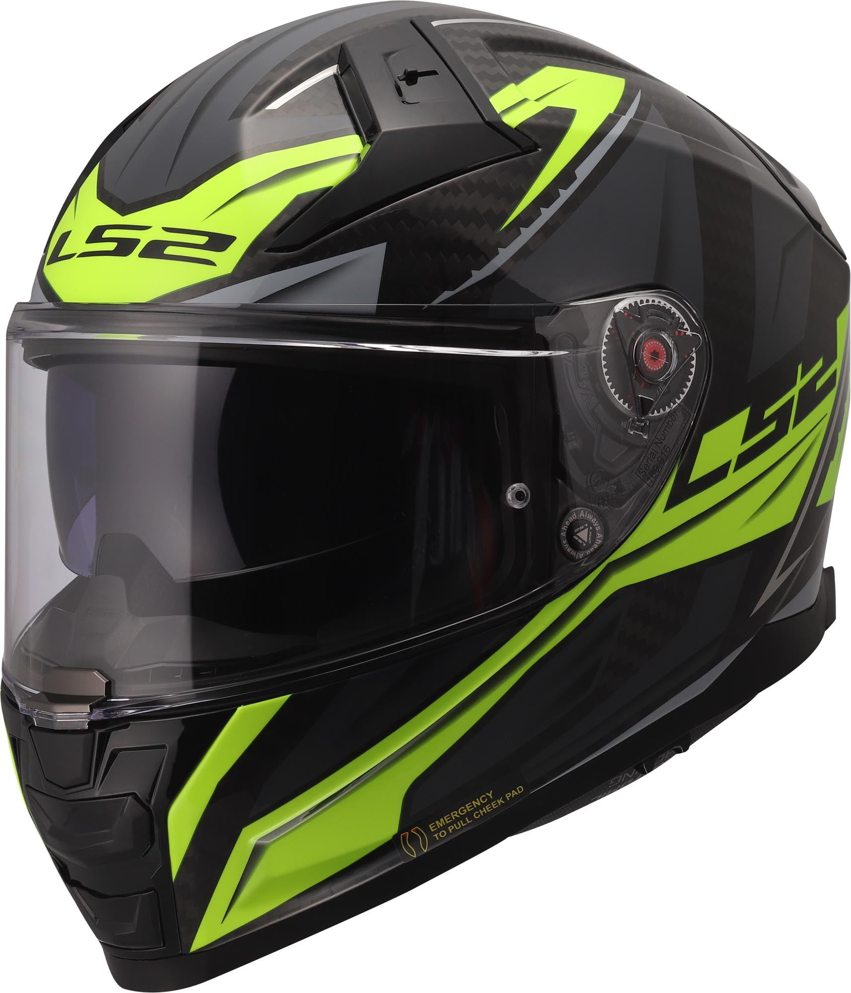 LS2 FF811 Vector II Carbon Savage Helm Zwart/Geel XXS (51/52) Figuur 1