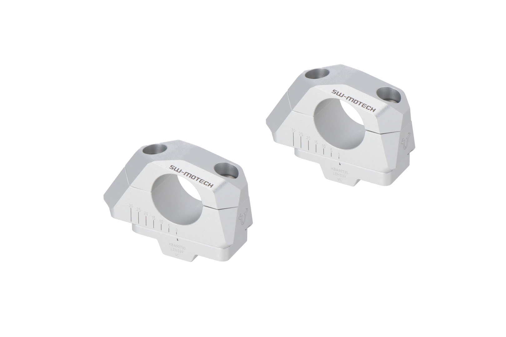 Variabilă spate cu bară SW-Motech pentru ghidon Ø32 - H=32mm. Spate 5/10/15/20/25/30 mm. Argintiu. Figura 1