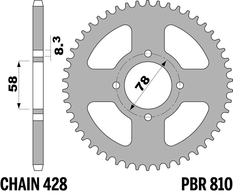 PBR 后链轮钢制标准 - 428 图1