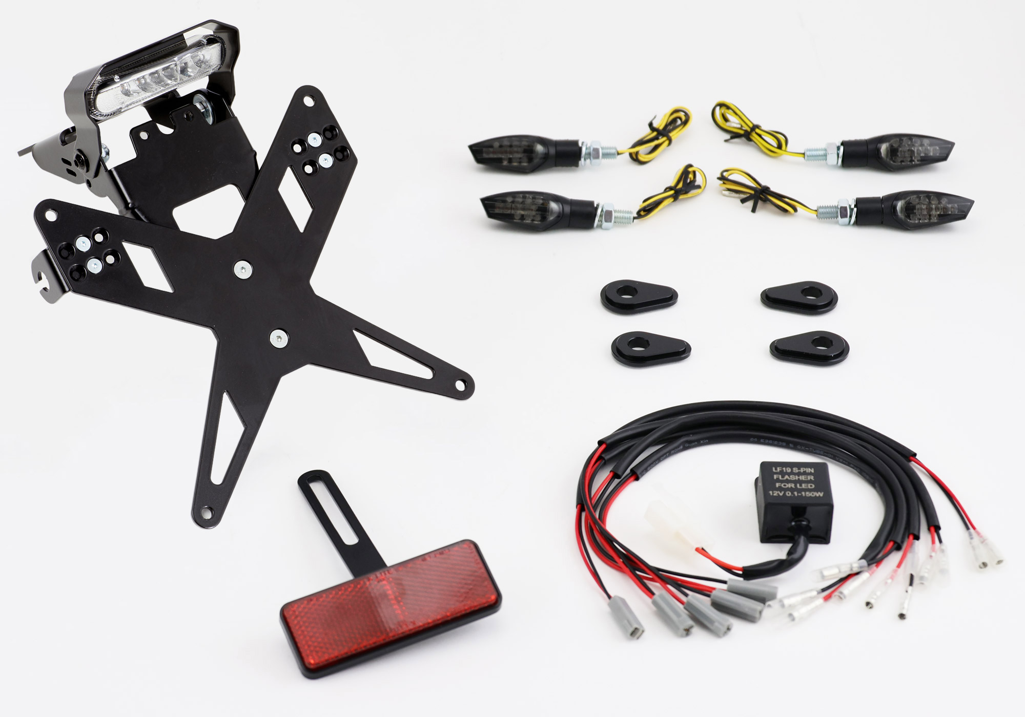 PROTECH-registreringsskylthållare plug-and-play-komplett set med 4 LED-indikatorer, rostfritt stål/aluminium pulverlackerat svart Figur 1