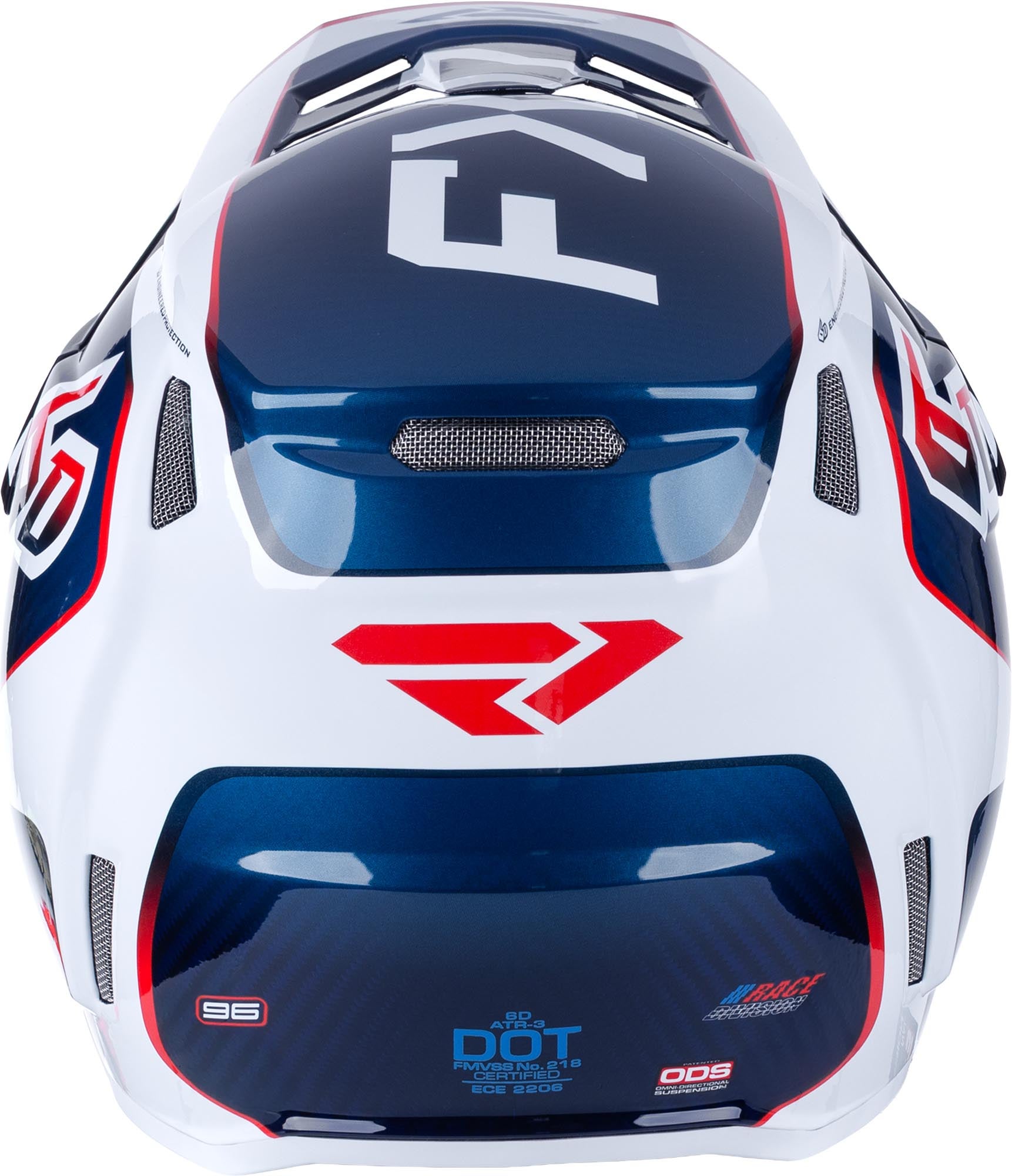FXR 6D ATR-3 FIM Carbon Casco de motocross blanco/rojo/azul M Figura 5
