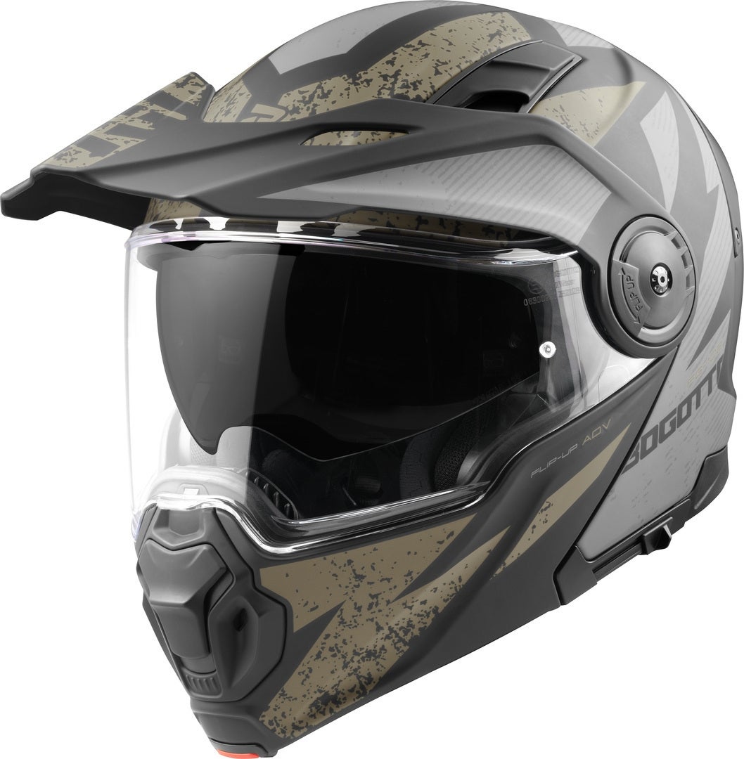 Bogotto FG-102 Safari Cască Enduro Flip-Up din fibră de sticlă Negru mat/gri/maro XL Figura 1