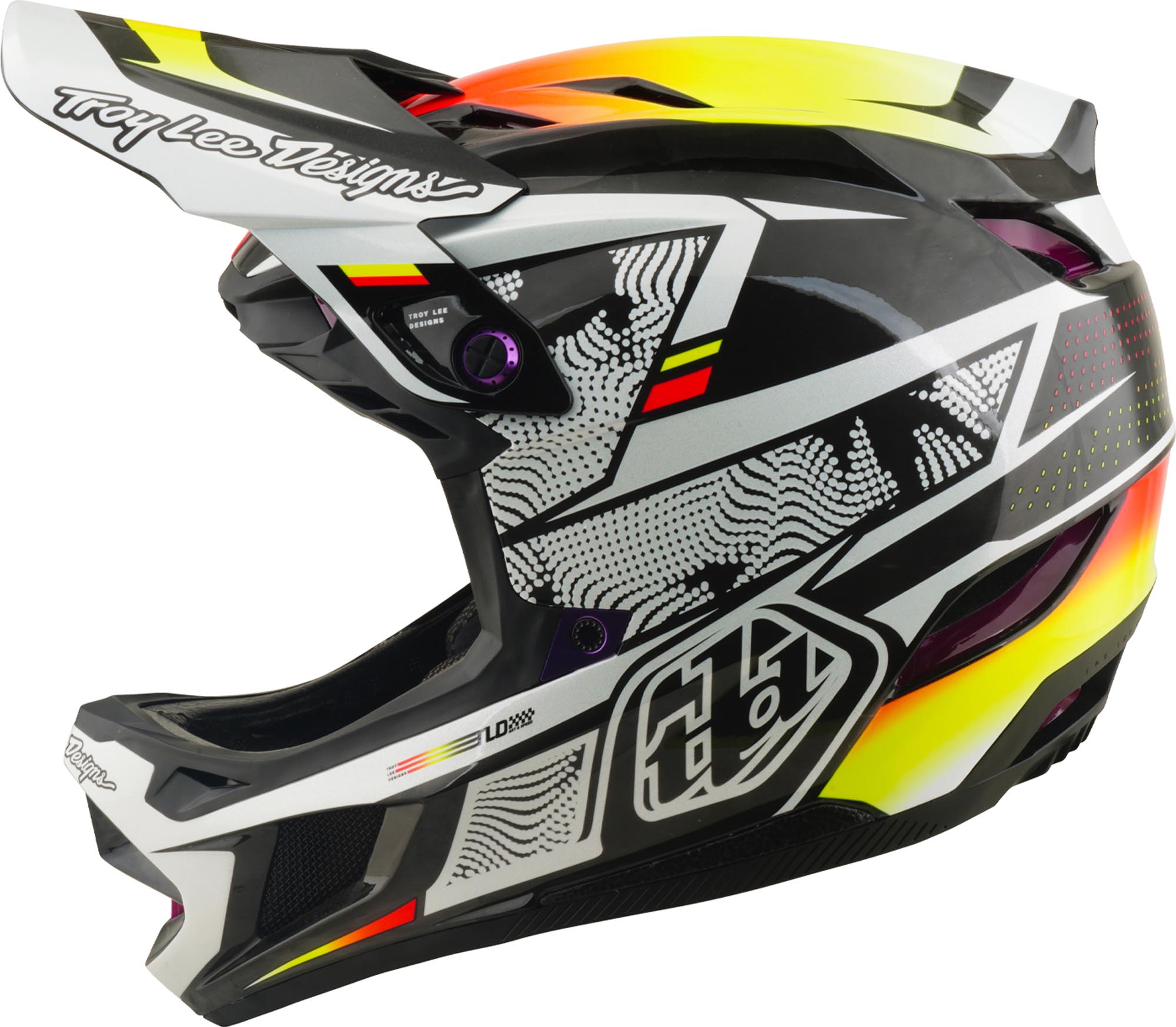 Side view of Troy Lee Designs D4 Carbon MIPS Lined Up Downhill Helmet