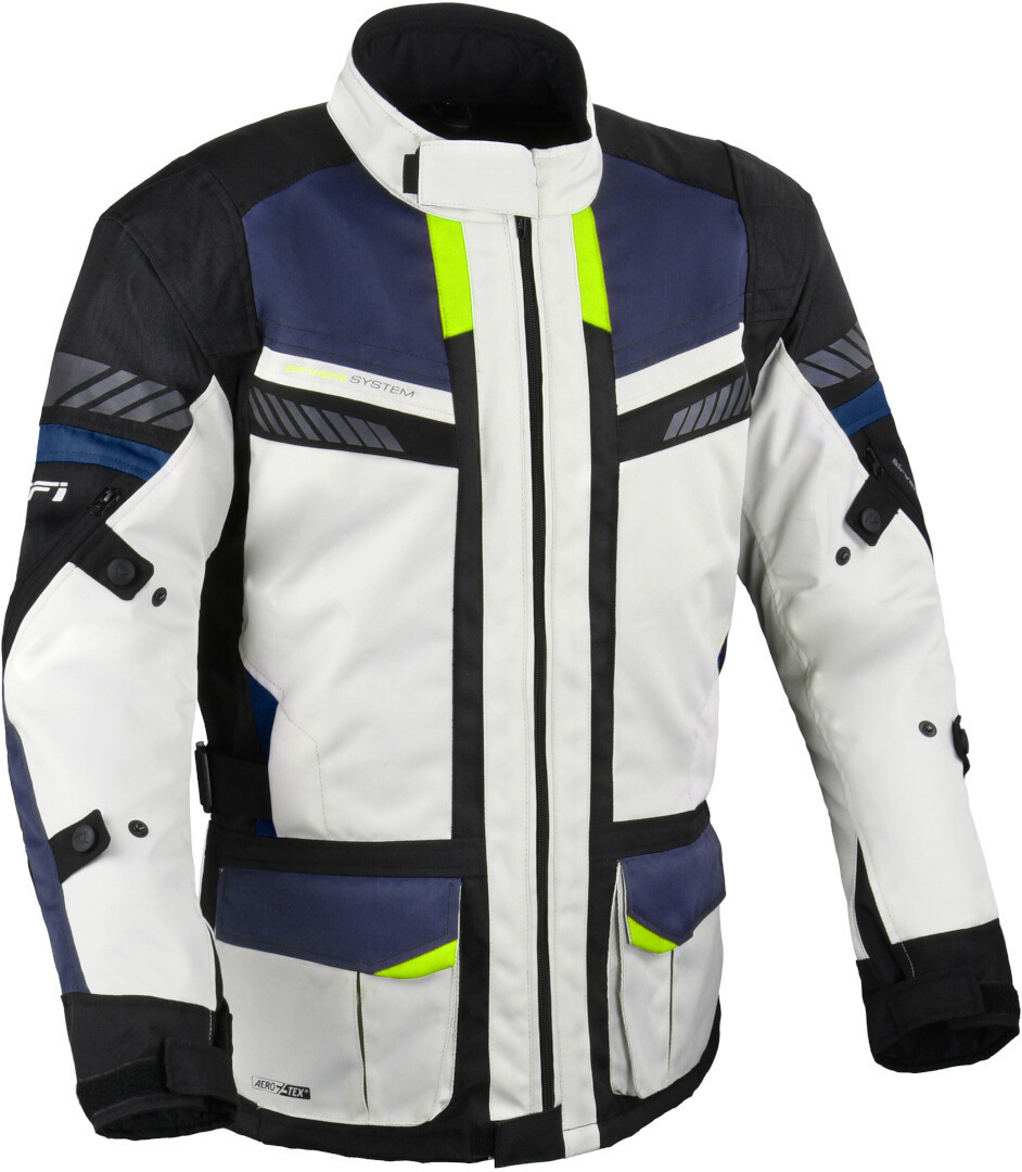 DIFI Explore Aerotex waterproof Motorcycle Textile Jacket light grey/blue L Figure 1