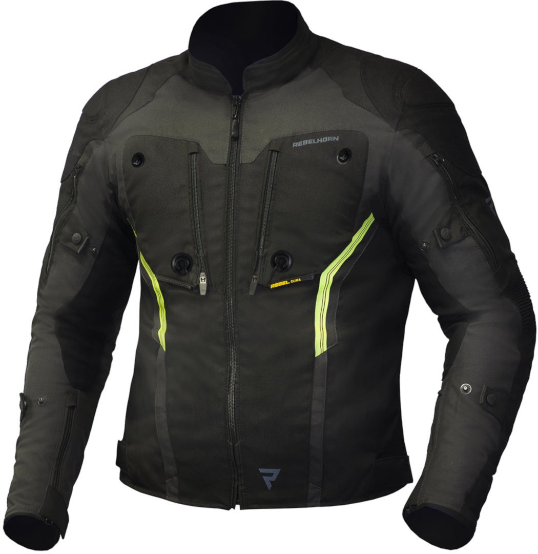Rebelhorn Borg Motorcycle Textile Jacket black/grey/yellow 3XL Figure 1