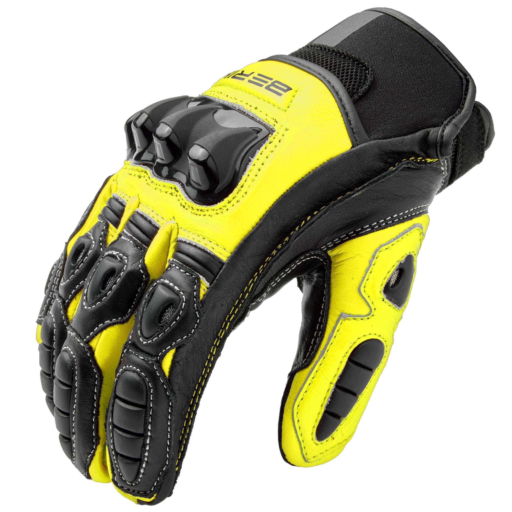 Berik Bofur Adventure Ladies Motorcycle Gloves black/neon-yellow M Figure 3