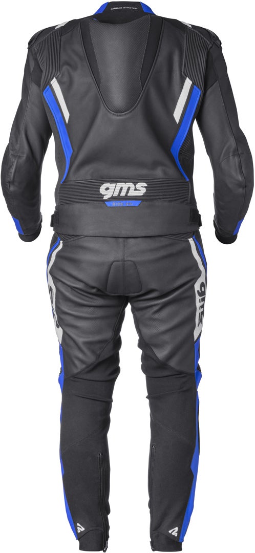 GMS GR-1 Two Piece Motorcycle Leather Suit black/blue/white 58 Figure 3