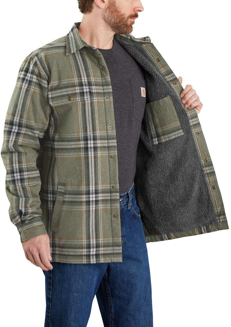Carhartt Flannel Sherpa Lined Camicia Verde XL Figura 4