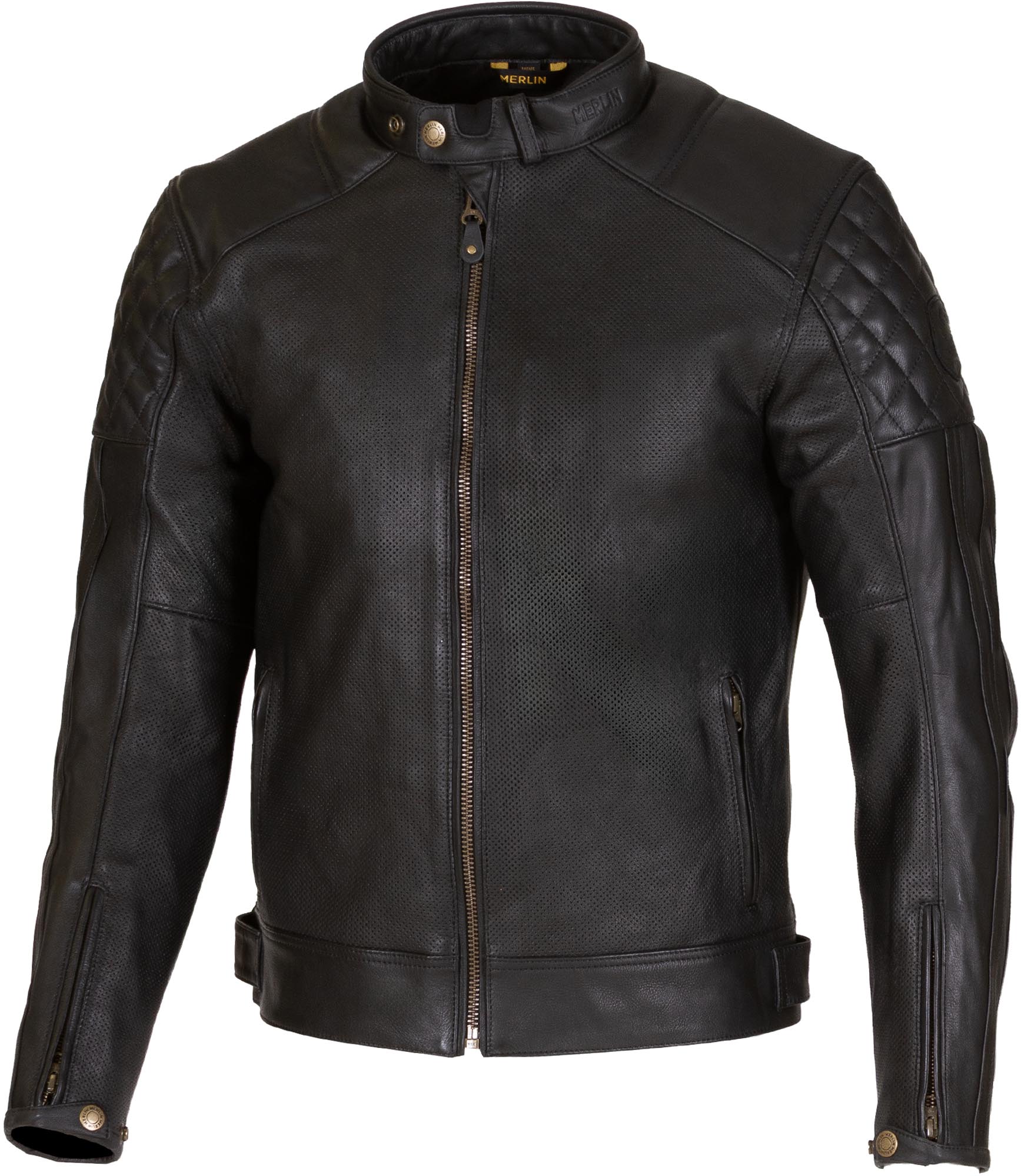 Merlin Icon D3O perforated Motorcycle Leather Jacket black 58 Figure 1