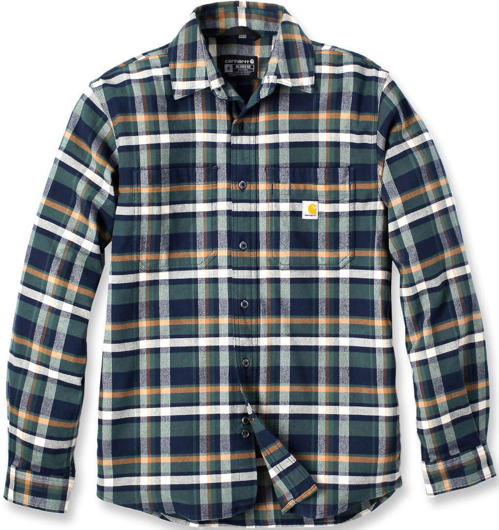 Carhartt Rugged Flex Relaxed Fit Midweight Flannel Long-Sleeve Plaid Camicia blu scuro XL Figura 1
