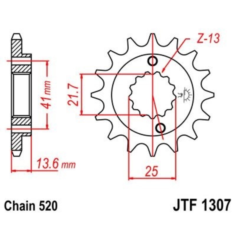 JT-DRIVHJUL Stål ljudfritt framdrev 1307 - 520 Figur 1