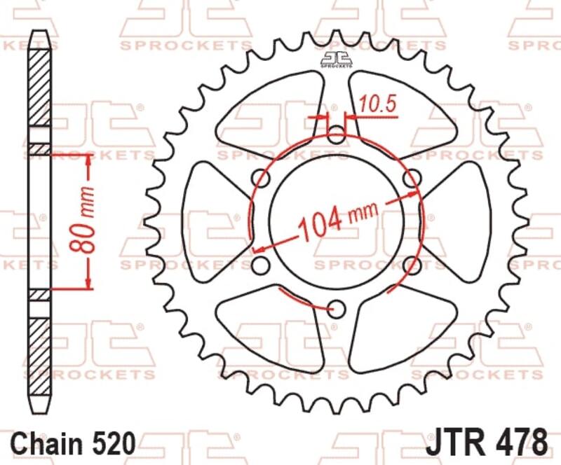 JT SPROCKETS Pinion spate standard din oțel - 520 Figura 2
