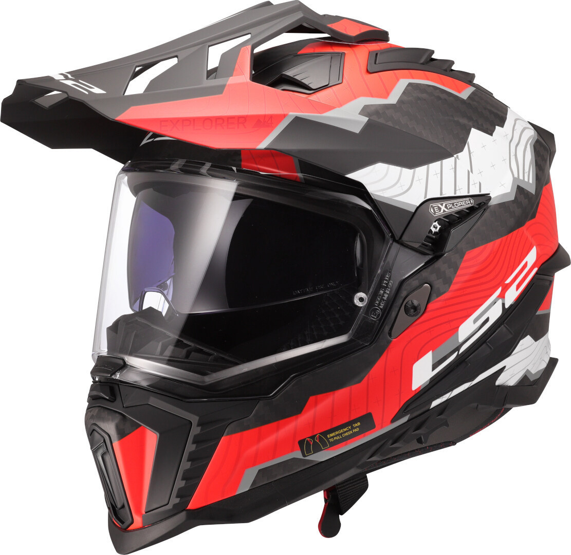 LS2 MX701 Explorer Carbon Trick Casco da motocross bianco/rosso M (57/58) Figura 1