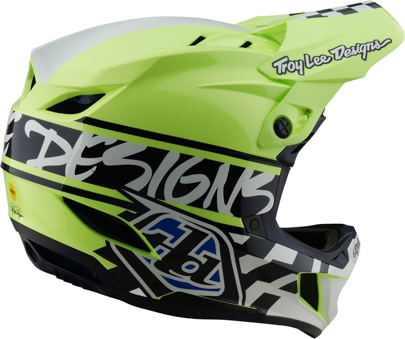Troy Lee Designs D4 Mips Fifty-50 Polyacrylite Downhill Helm black/white/neon-yellow XS (53/54) Figure 5