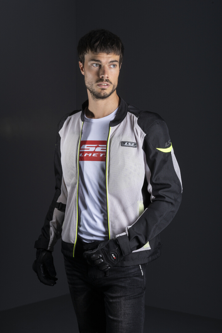 LS2 Airy Motorrad Textiljacke hellgrau/schwarz/neon-gelb L Abbildung 3