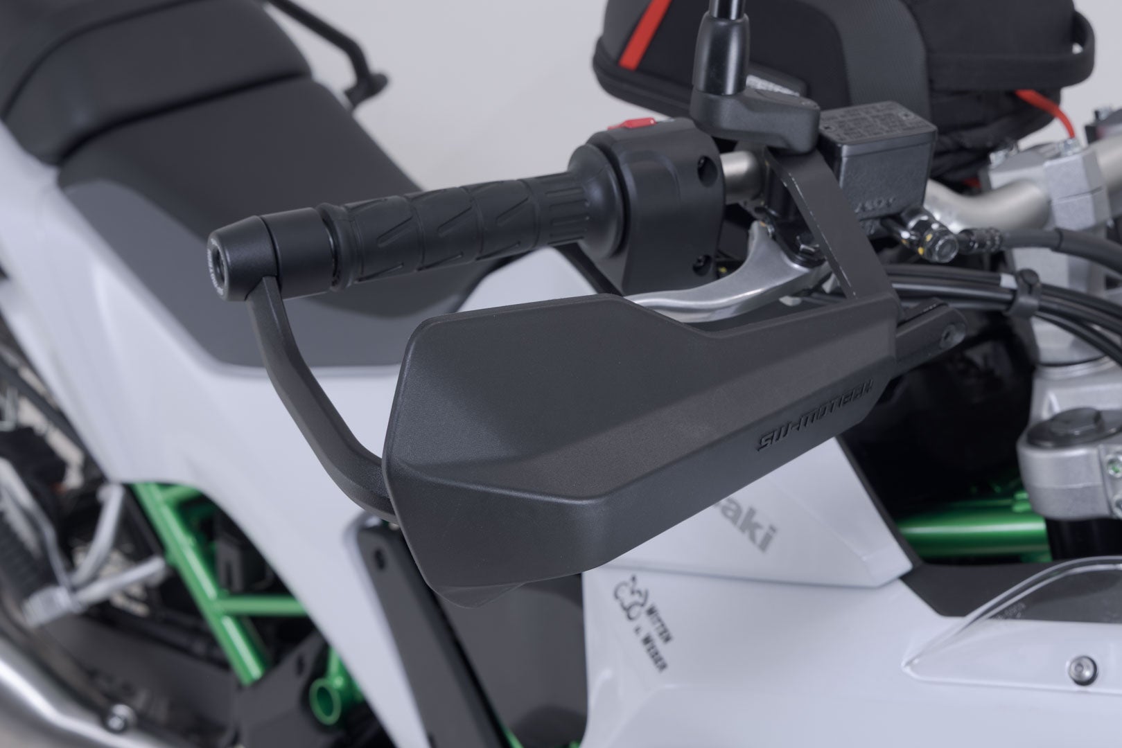 Side view of SW-Motech Sport handguard kit - Black. Kawasaki KLE500 / KLE500 SE (26-).