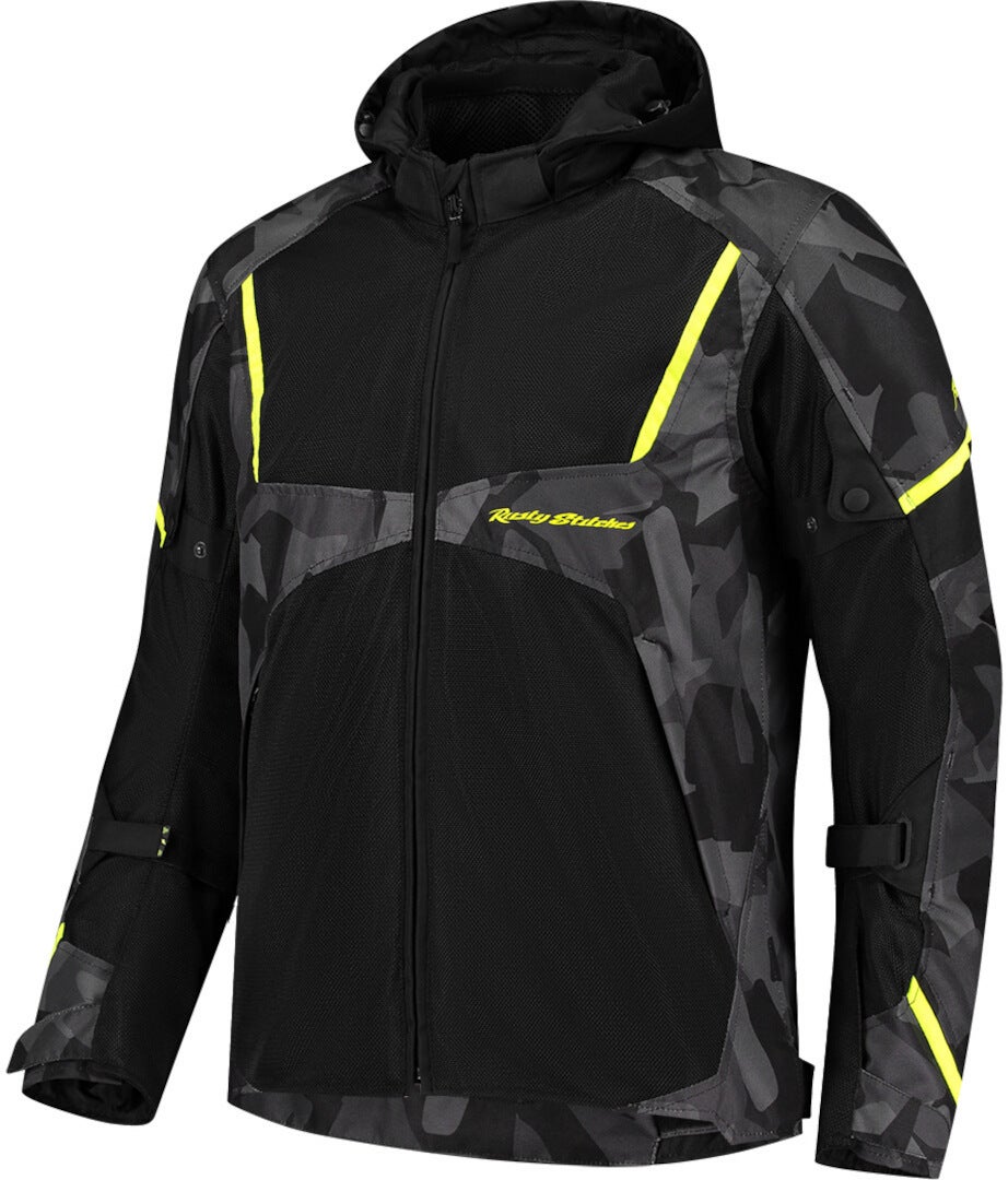 Rusty Stitches Carlo Motorrad Textiljacke schwarz/grau/fluo-gelb M Abbildung 1