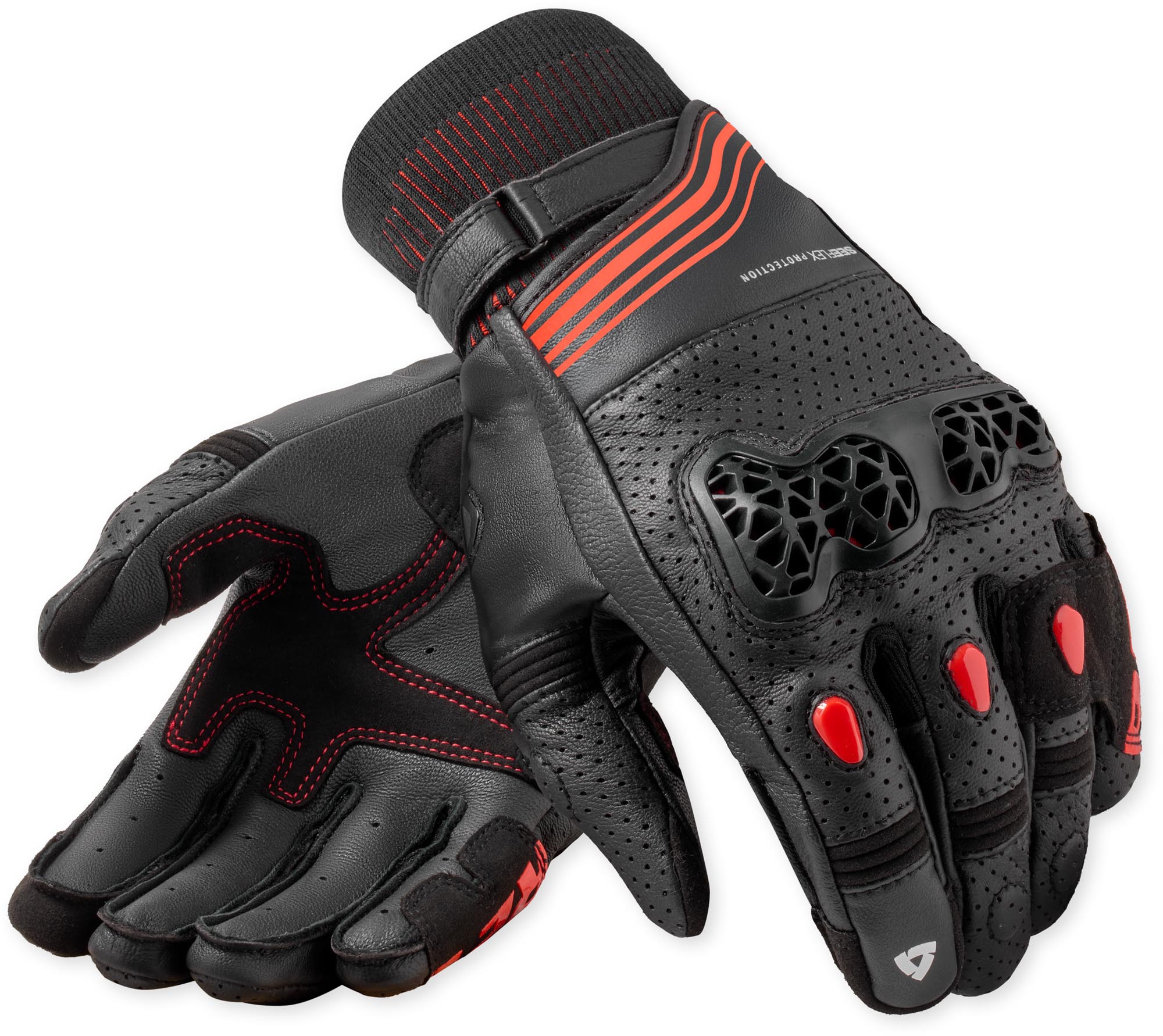 Revit Positron perforierte Motorrad Handschuhe schwarz/rot L Abbildung 1