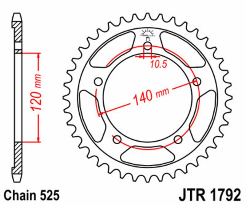 JT SPROCKETS Steel Standard Rear Sprocket 1792 - 525 Figure 1