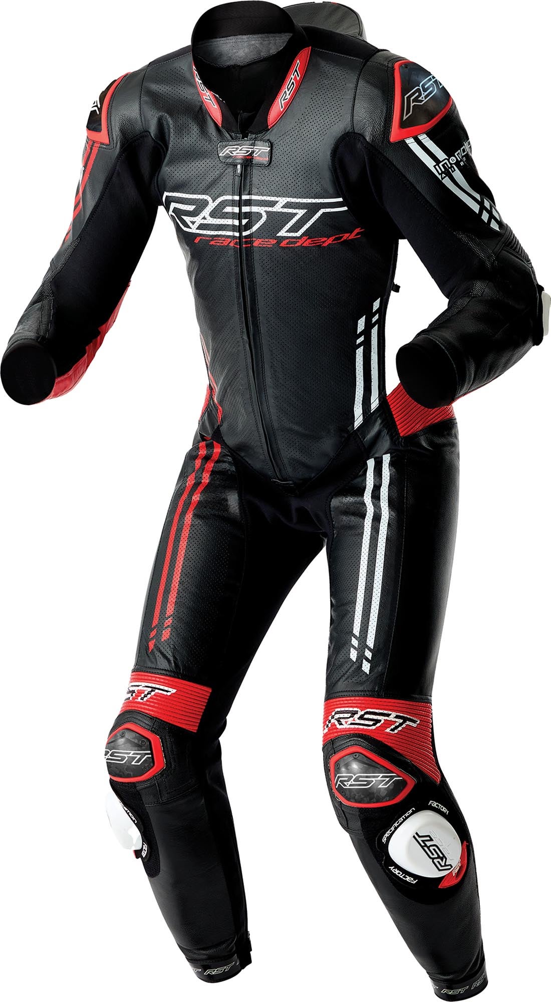 RST Race Dept V4.2 D3O Airbag perforierte 1-Teiler Motorrad Lederkombi schwarz/rot/weiß 54 Abbildung 1