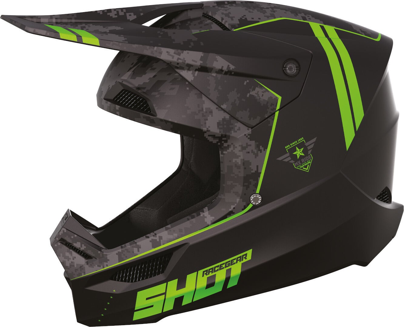 Shot Furious Army Motorcross helm zwart/groen M (57/58) Figuur 1