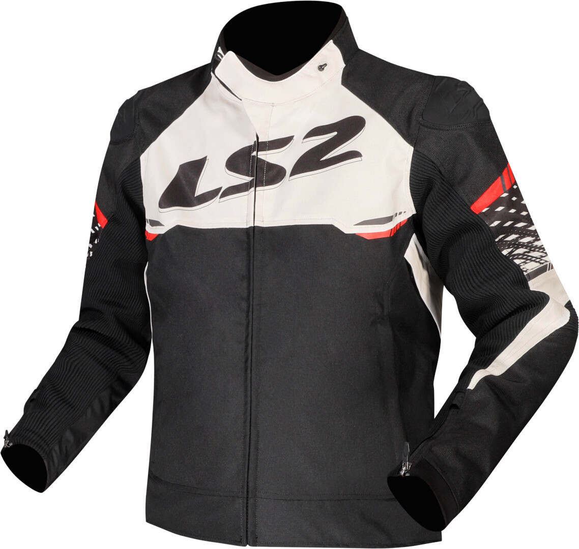 LS2 Apex waterproof Motorcycle Textile Jacket black/white/red L Figure 1