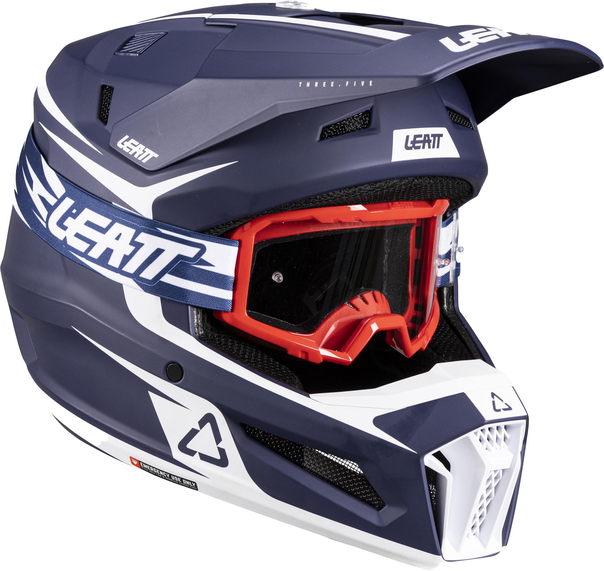 Leatt 3.5 Junior Cască de motocross cu ochelari de protecție Albastru/Alb/Roșu L (53/54) Figura 1