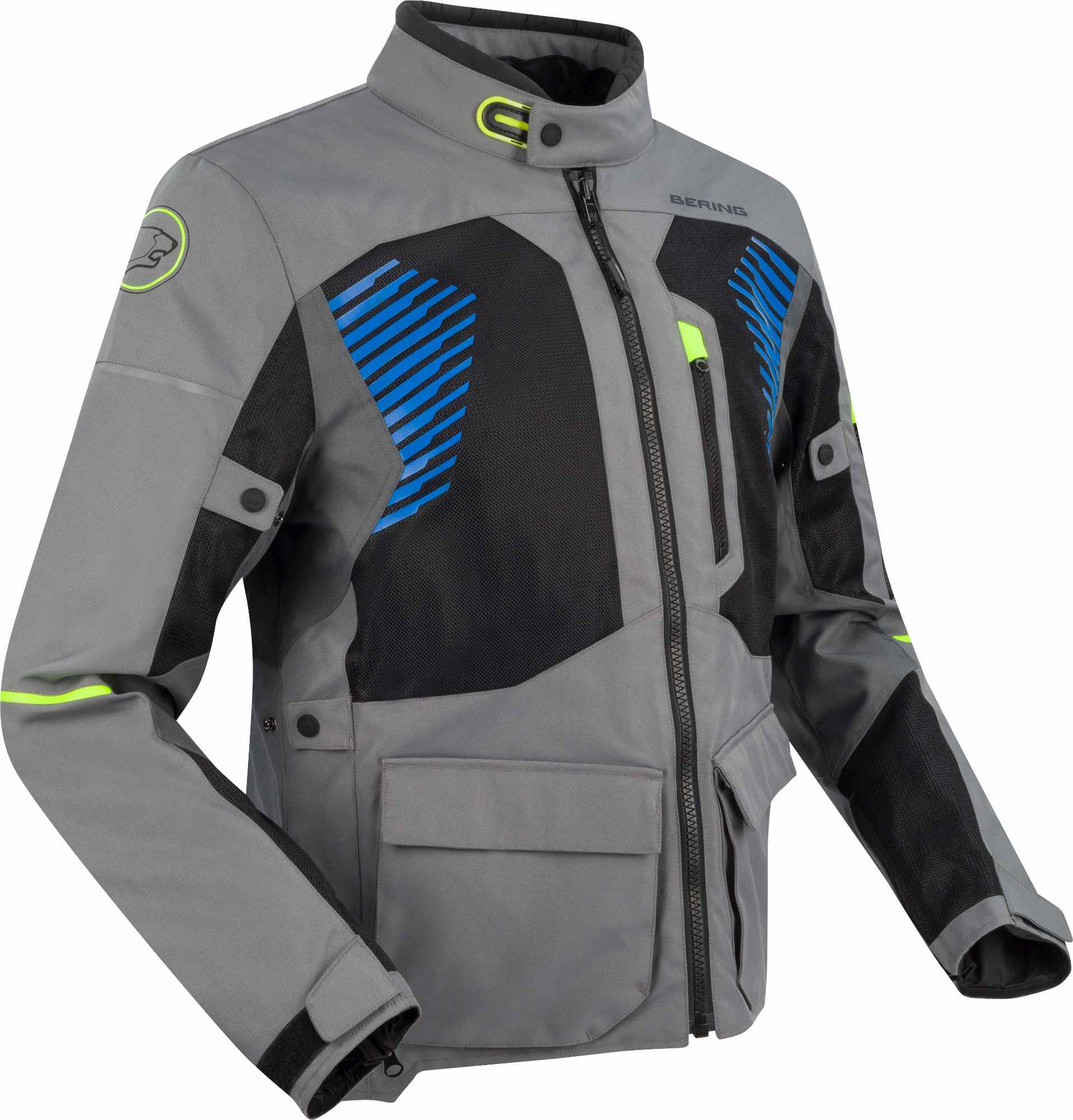 Bering Bakundu Jachetă textilă impermeabilă pentru motociclete gri/negru/albastru M Figura 1
