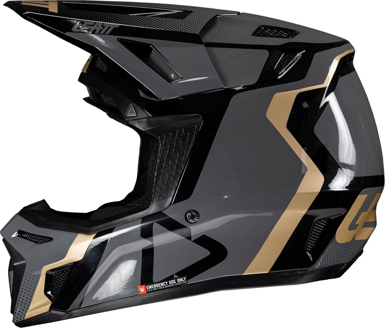 Side view of Leatt 8.5 2025 Motocross Helmet with Goggles