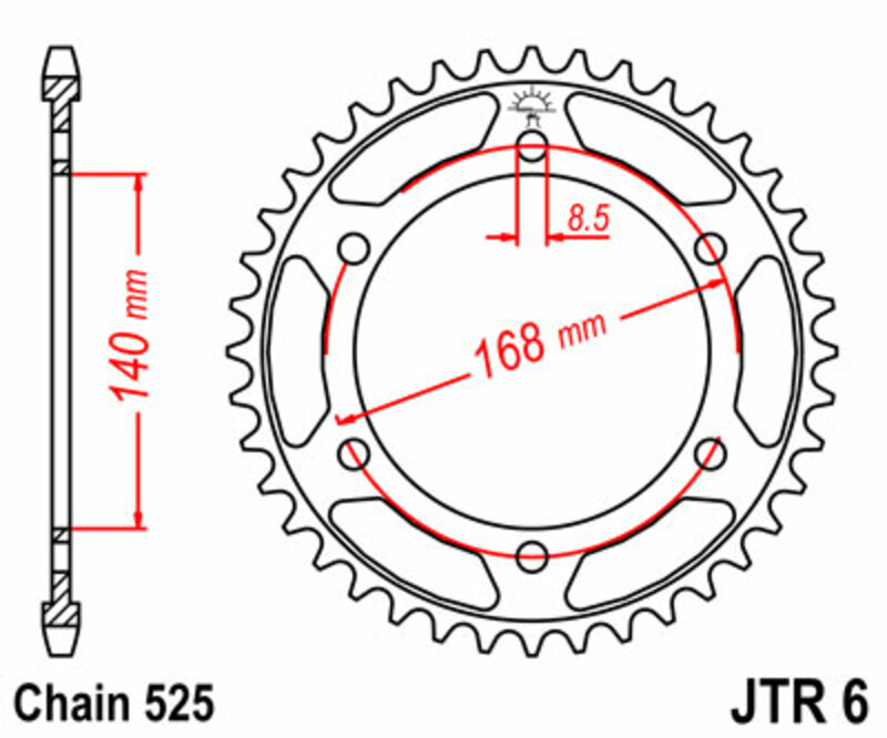 JT-DRIVHJUL Standard stålkrona 6 - 525 Figur 2