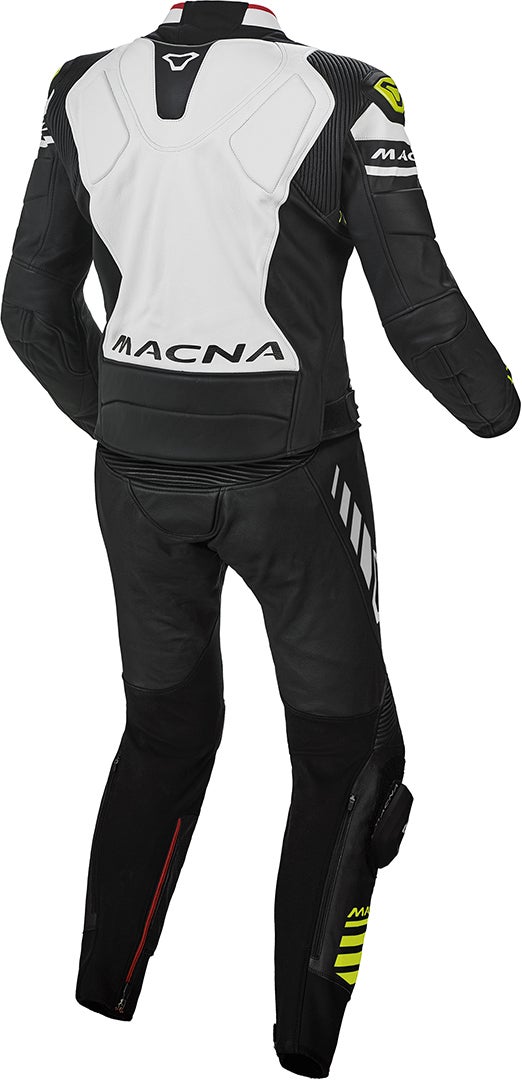 Macna Tracktix Two Piece perforated Motorcycle Leather Suit black/white/yellow 58 Figure 2