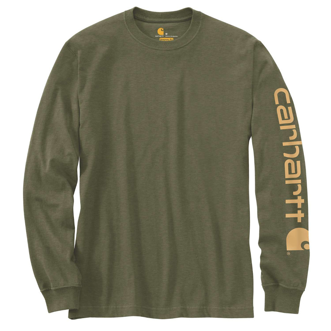 Carhartt Logo Mânecă lungă Kaki M Figura 1