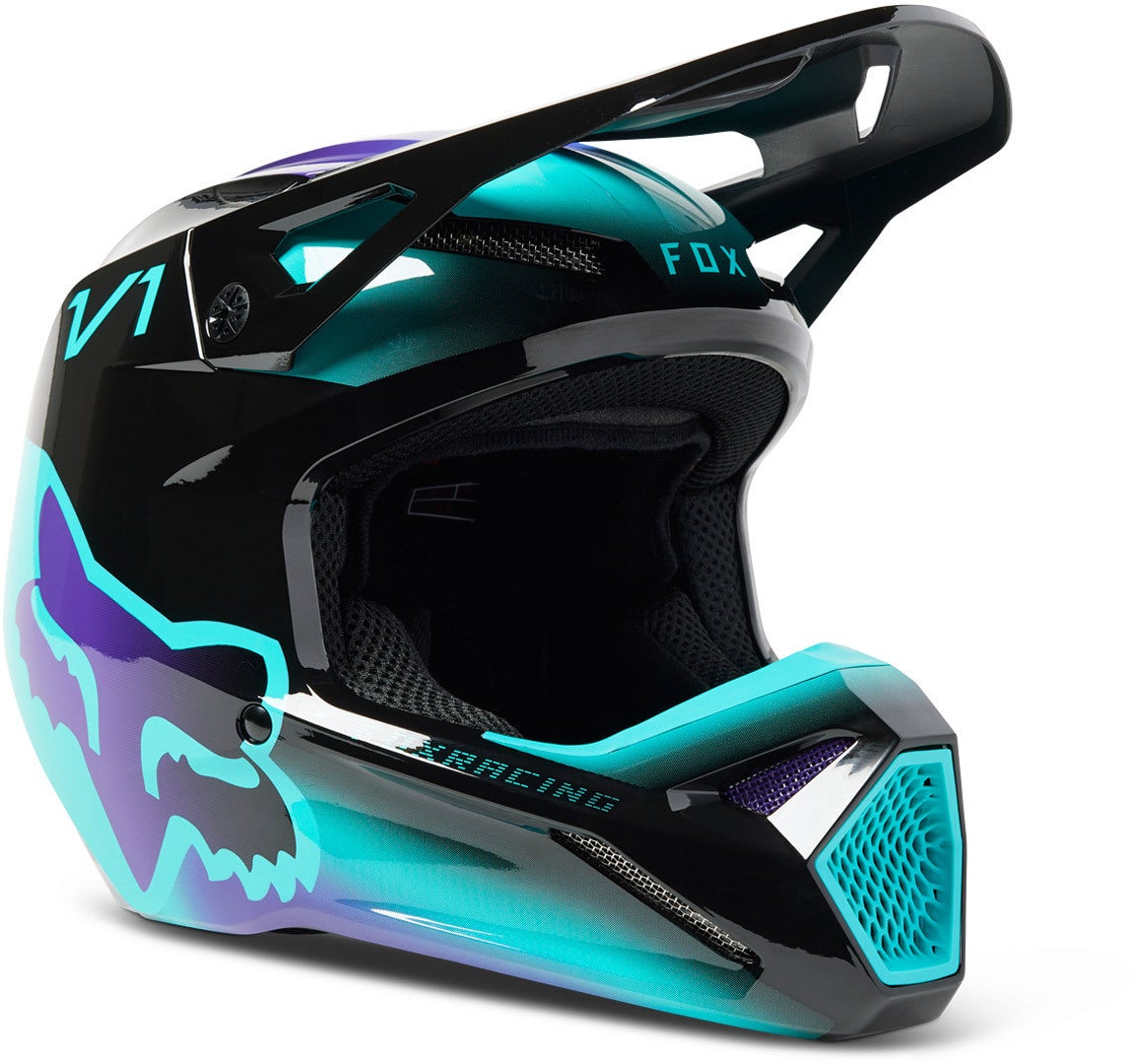 FOX V1 Toxsyk Capacete de Motocross Juvenil preto Y/M (49/50) Figura 1