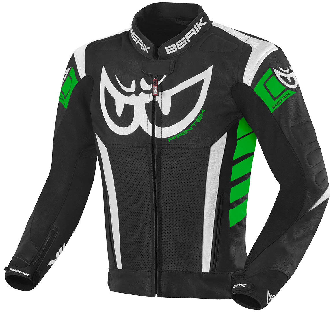 Berik Zakura Motorcycle Leather Jacket black/white/green 54 Figure 1
