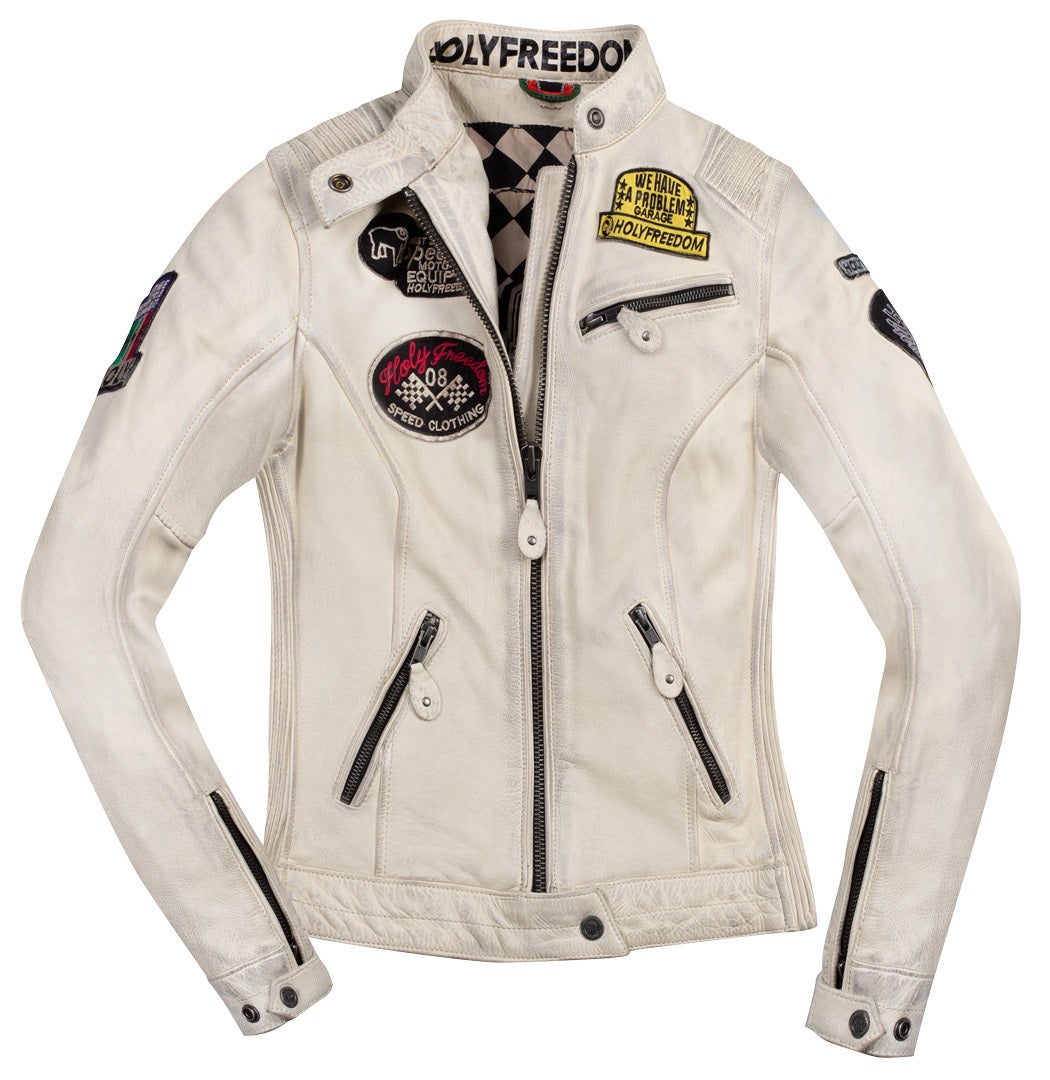 HolyFreedom Zero Damen Motorrad Lederjacke creme L Abbildung 1