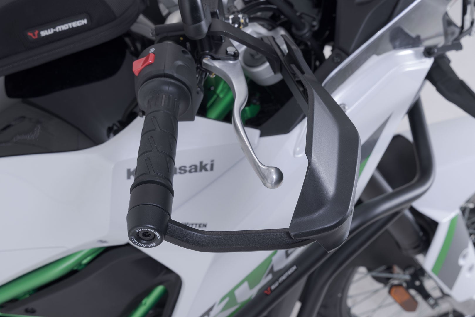 Side view of SW-Motech Adventure handguard kit - Black. Kawasaki KLE500 / KLE500 SE (26-).