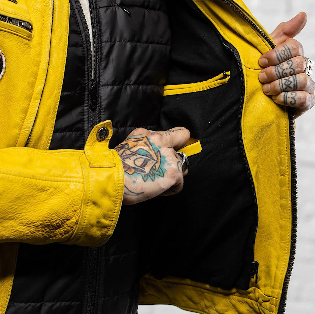 HolyFreedom Zero Evolution Motorcycle Leather Jacket yellow XL Figure 8