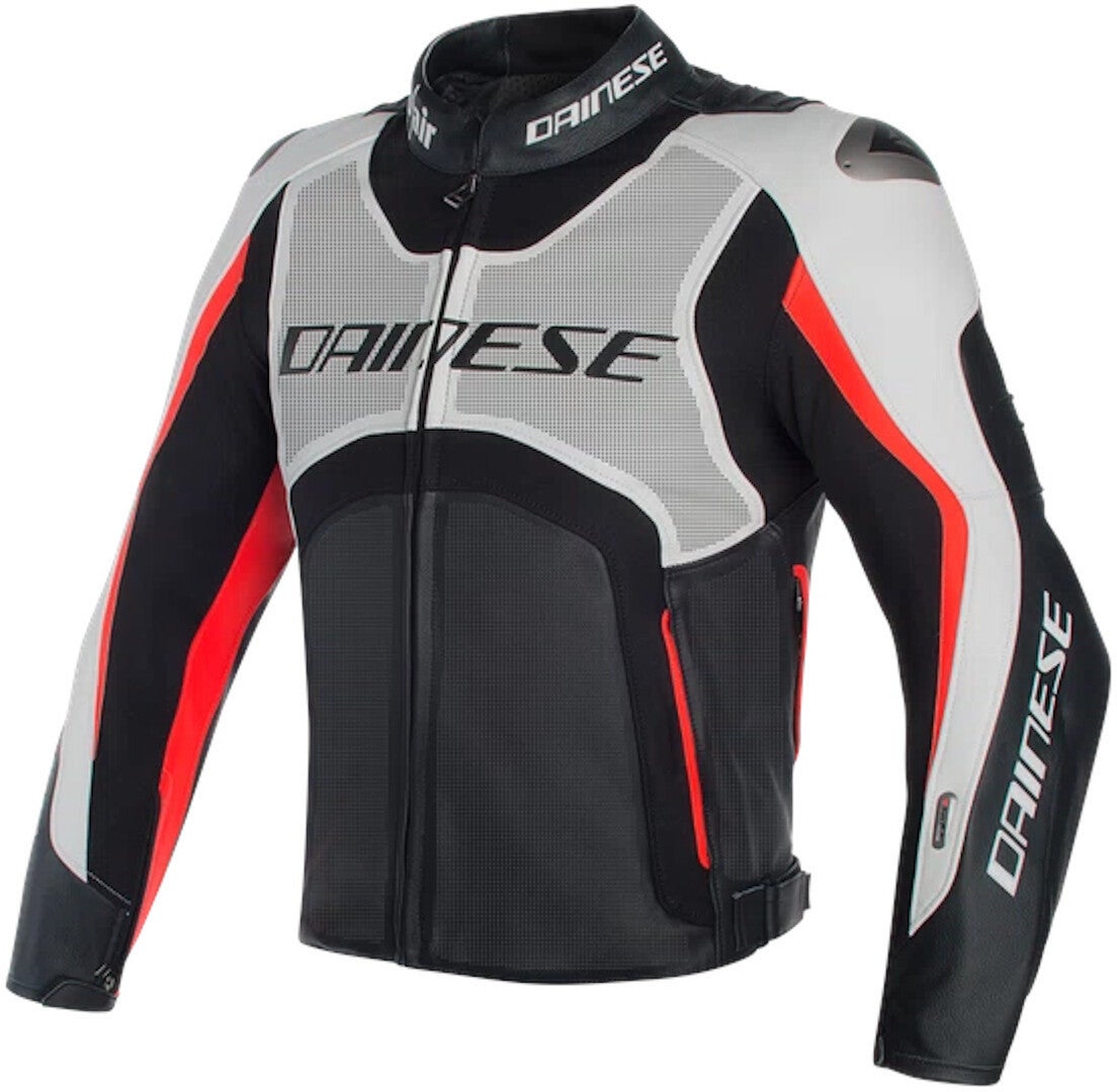 Dainese Misano D-Air Airbag Perforated Motorcycle Leather Jacket white/black/red 48 Figure 1