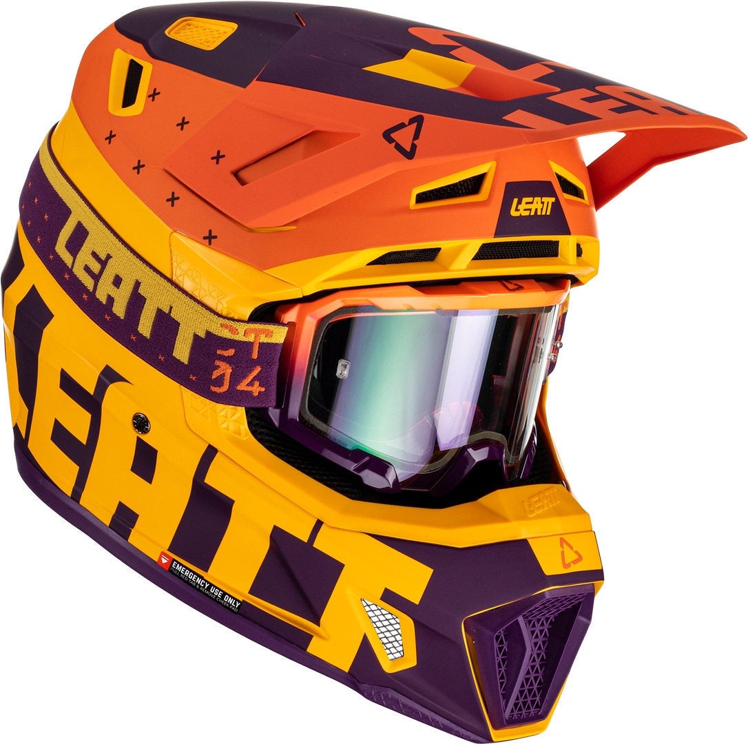 Leatt 7.5 Tricolor Capacete de Motocross com Óculos Laranja M (57/58) Figura 1