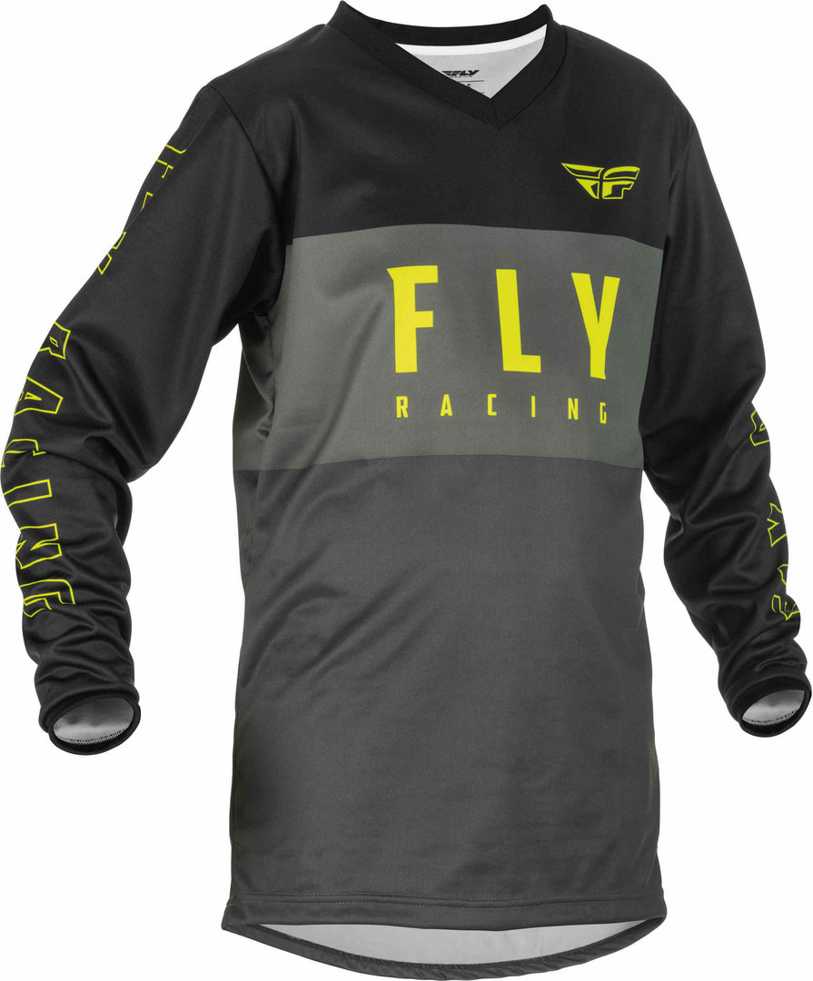 Fly Racing F-16 Tricou de motocross pentru tineret negru/gri/galben DA Figura 1