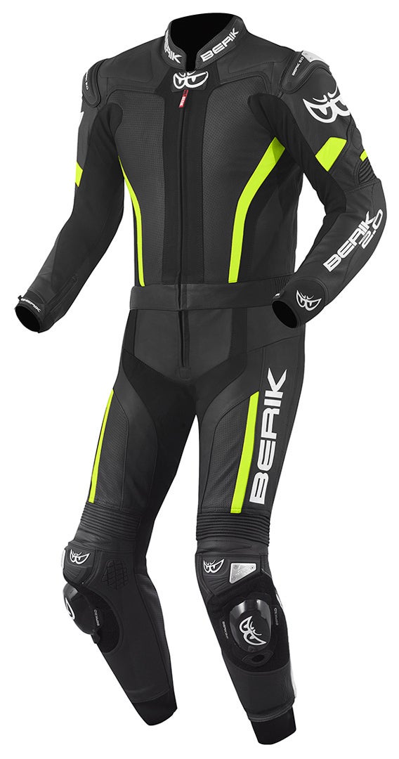 Berik Losail Combinaison moto deux pièces en cuir noir/jaune 54 Figure 1
