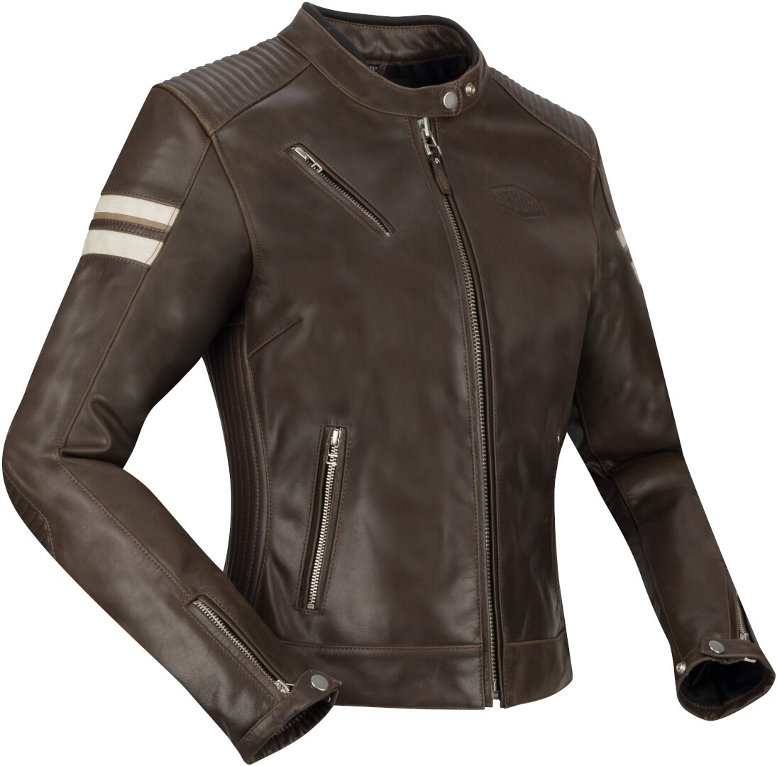 Segura Romeo Jachetă de piele pentru motociclete pentru doamne Maro/Alb 44 Figura 1